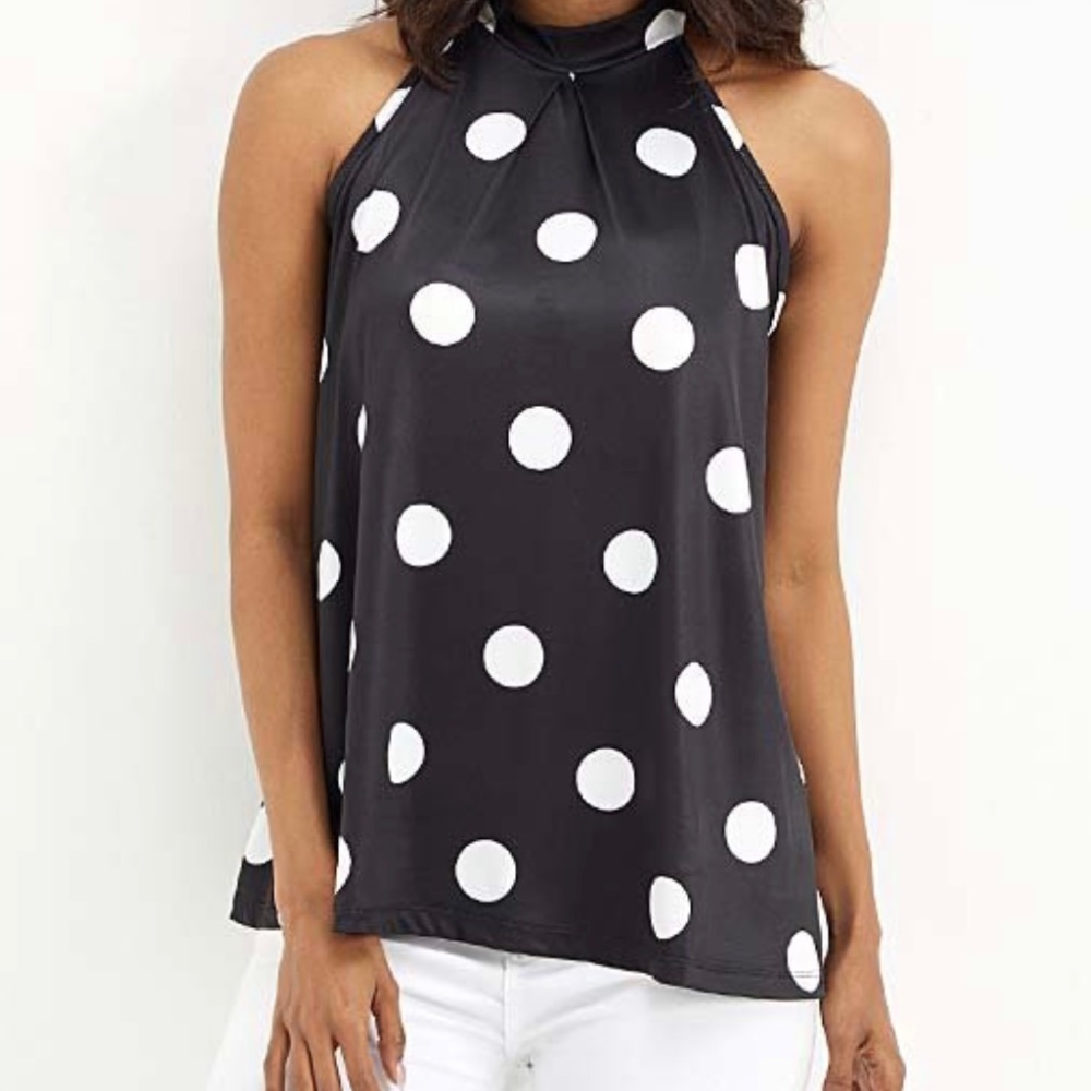 Black & White Polka Dot Sleeveless Top